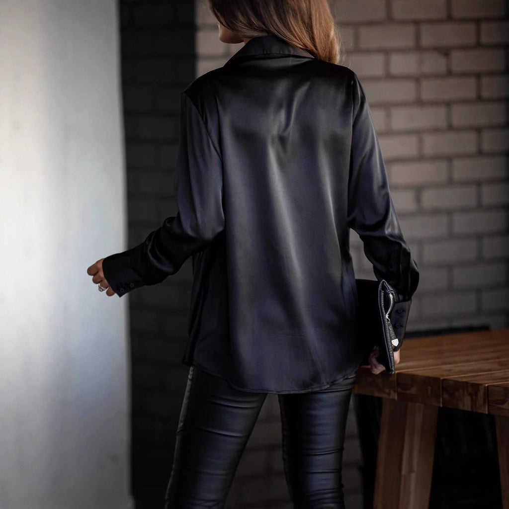 Chemisier pull polyvalent à manches longues pour femme, chic et professionnel, idéal pour l'automne