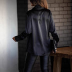 Chemisier pull polyvalent à manches longues pour femme, chic et professionnel, idéal pour l'automne