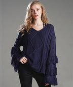 Pull Ample Femme Couleur Unie à Pompom