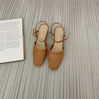 Sandales femme ajourées à bout fermé tissé vintage