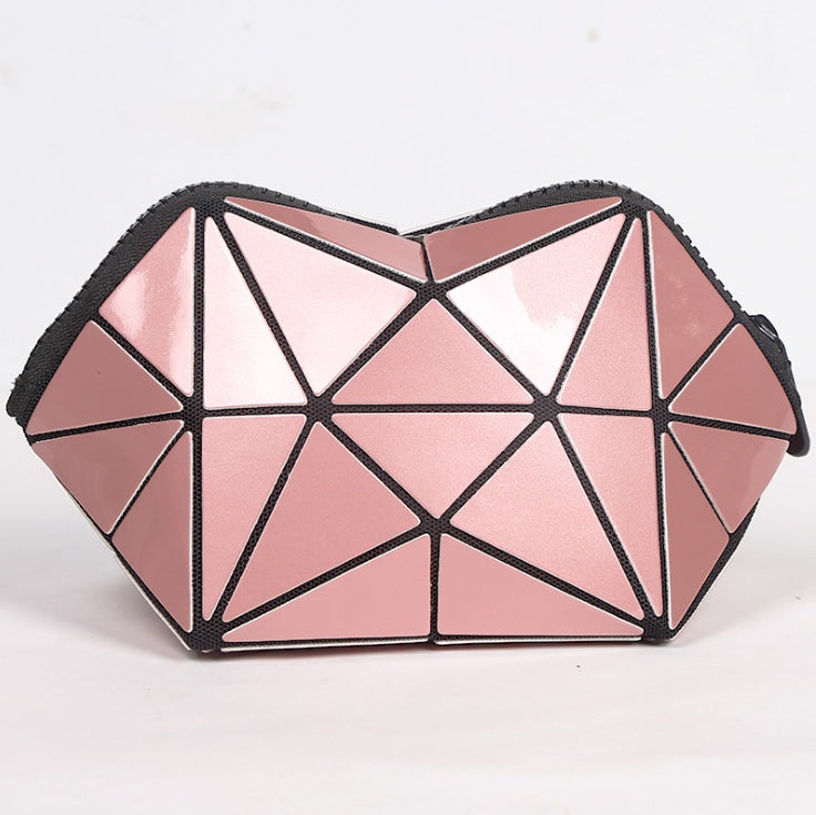 Trousse de Toilette Géométrique pour Femmes, Trousse de Maquillage à Fermeture Éclair, Organisateur de Cosmétiques Léger et Pliable pour Voyage