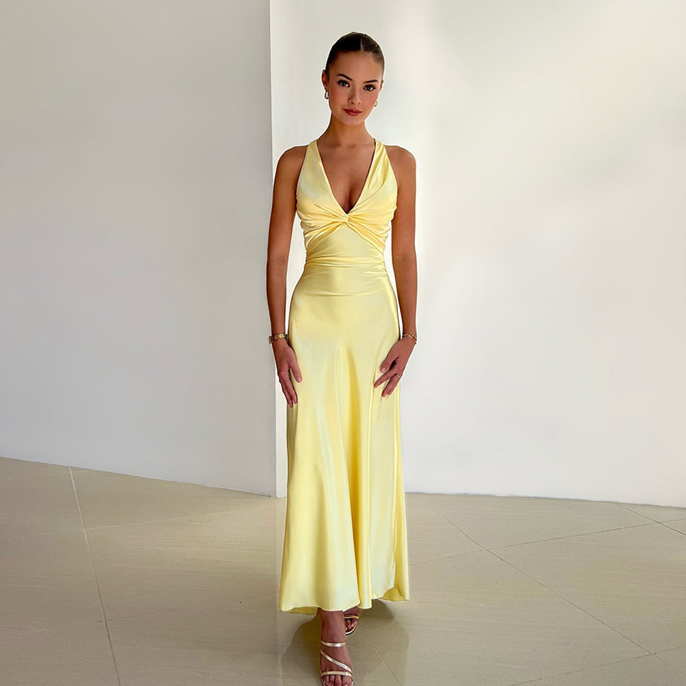 Robe en satin pour femme, coupe ajustée, style personnalisé