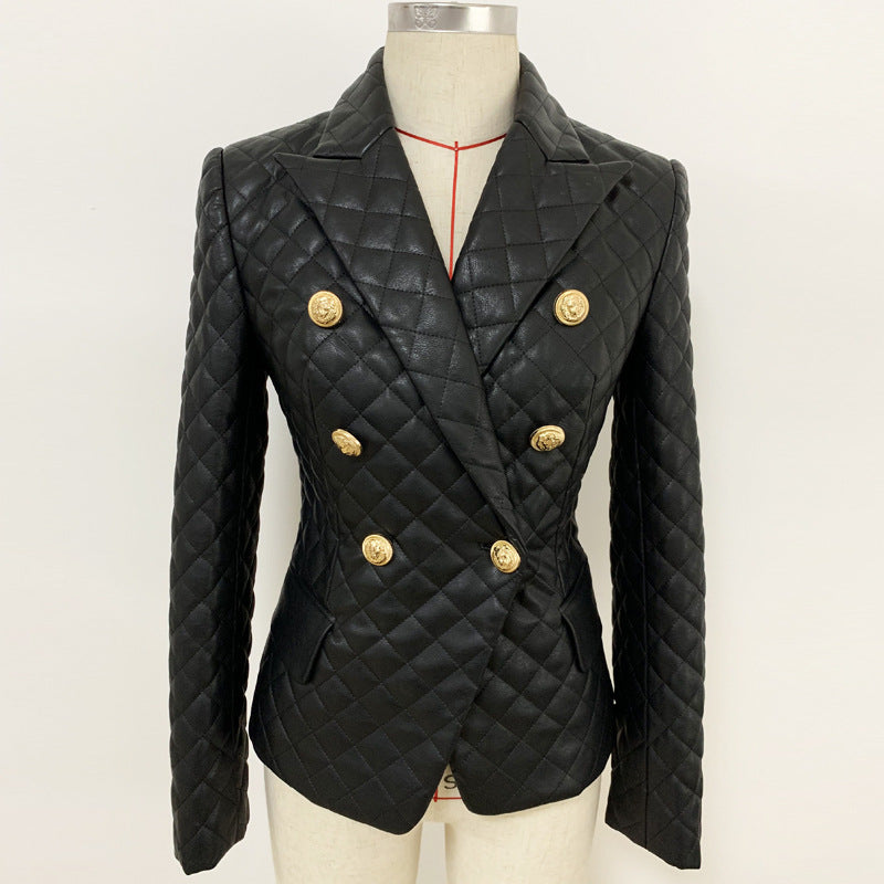 Blazer matelassé en cuir coupe ajustée
