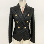 Blazer matelassé en cuir coupe ajustée