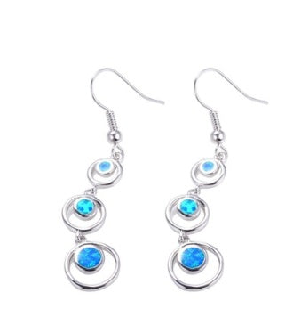 Boucles d'oreilles HAIMIS en opale de feu bleue, grande vente, pour femmes, bijoux fantaisie - Cœur, boîte cadeau offerte