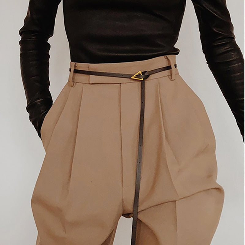 Ceinture fine en cuir décorative triangulaire pour femmes