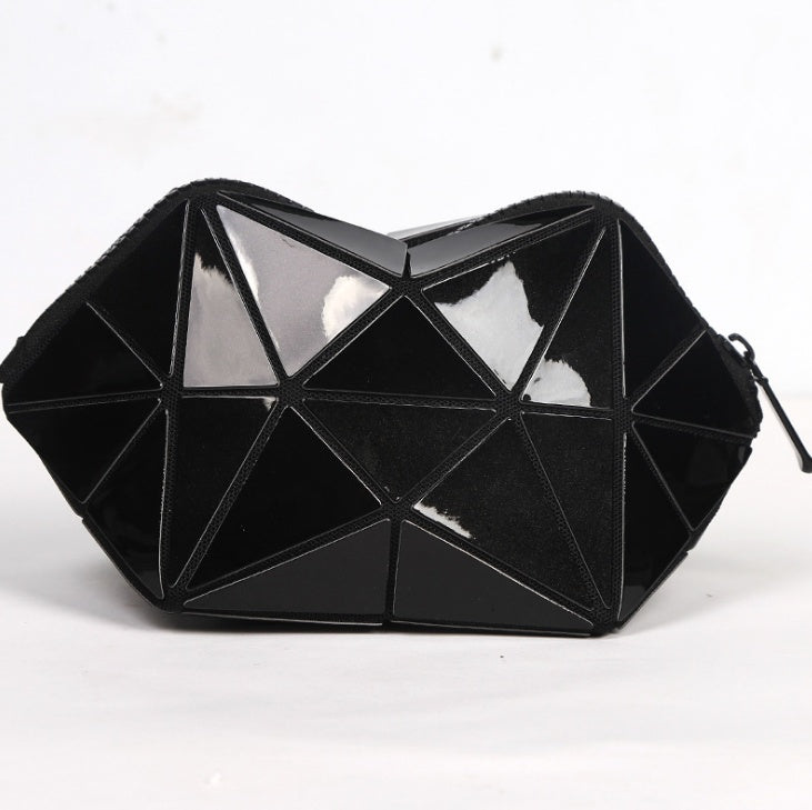 Trousse de Toilette Géométrique pour Femmes, Trousse de Maquillage à Fermeture Éclair, Organisateur de Cosmétiques Léger et Pliable pour Voyage