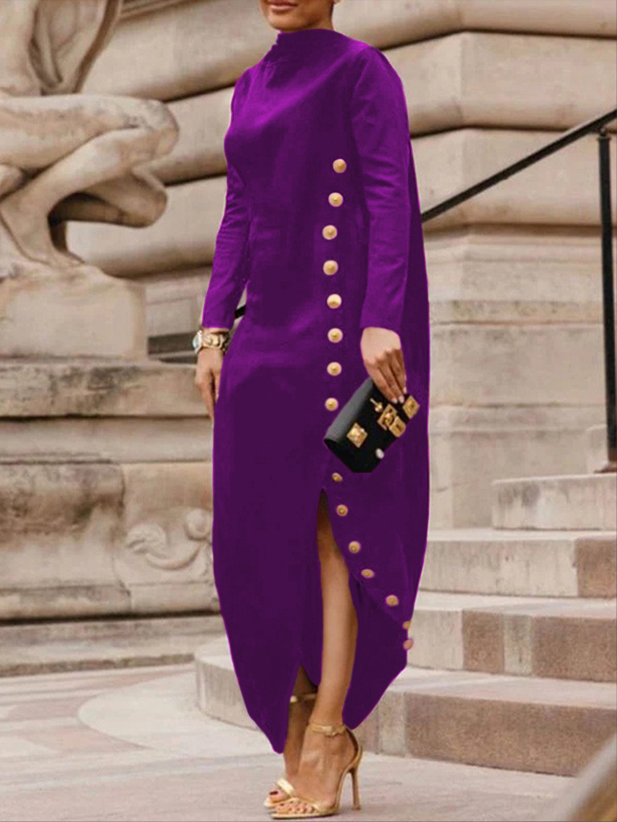 Robe décontractée fendue simple pour femme