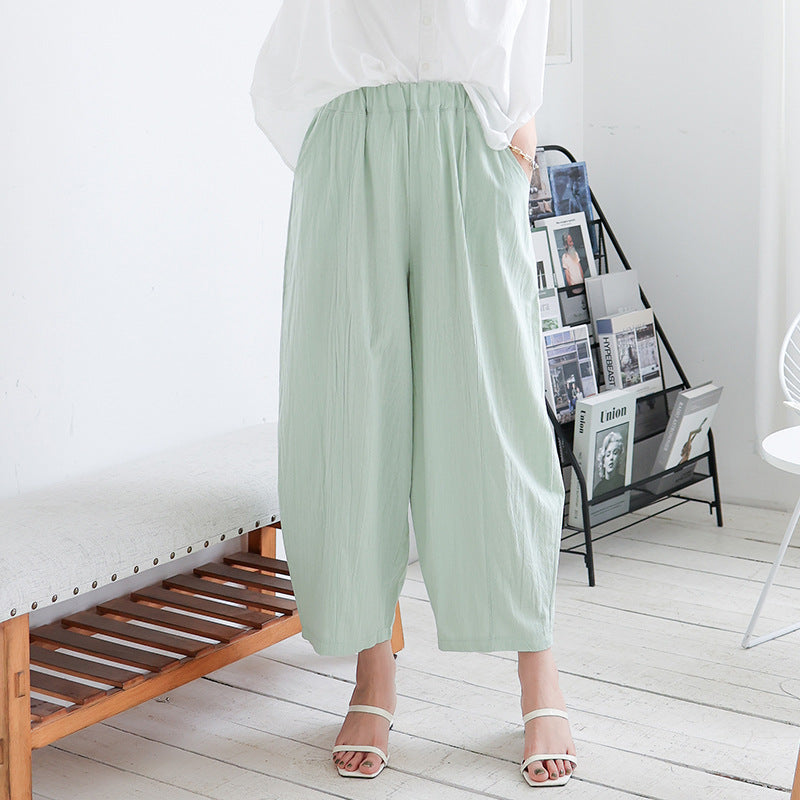 Pantalon ample femme en coton et lin pour l'été, grande taille, décontracté, coupe lanterne