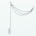 Boucles d'oreilles pendantes en forme de feuille de métal avec pompon pour femmes
