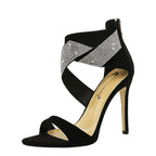 Talons hauts en suède ornés de strass