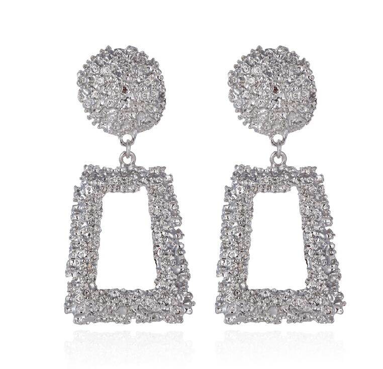 Grandes boucles d'oreilles vintage pour femmes, or, argent, noir, géométriques, style affirmé, pendantes, bijoux de mode