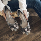 Chaussures à talons épais en gelée givrée avec nœud papillon