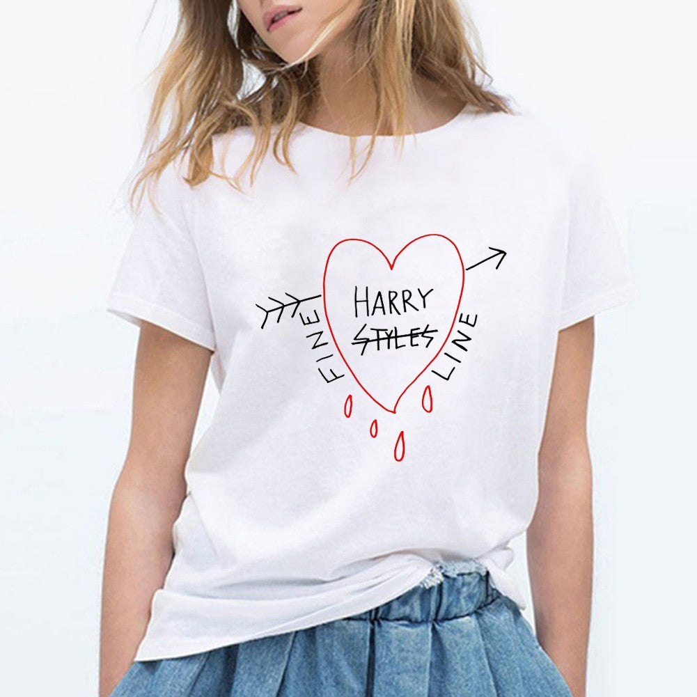 Harry Styles Fine Line T-shirt coréen femme hauts de mode chemises à manches courtes col rond t-shirts loisirs haut décontracté dames