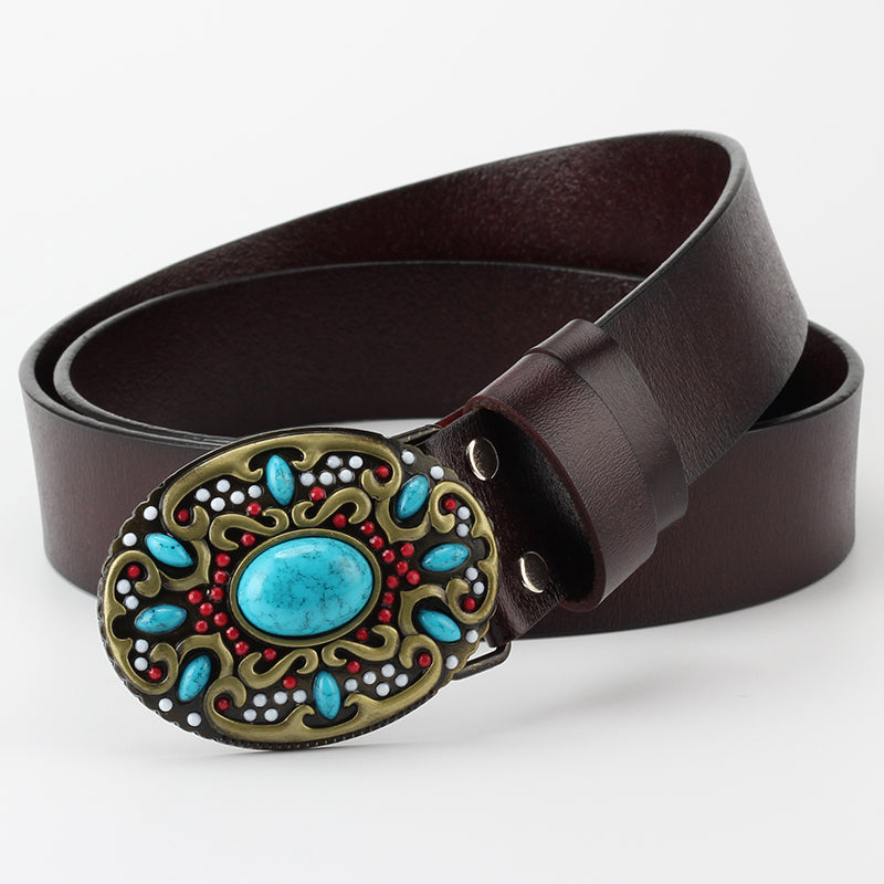Ceinture Femme en Cuir Perles Décoration Mode