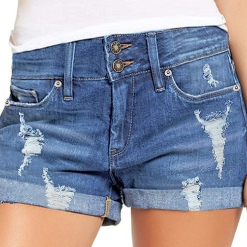 Short en jean déchiré et effiloché pour femme