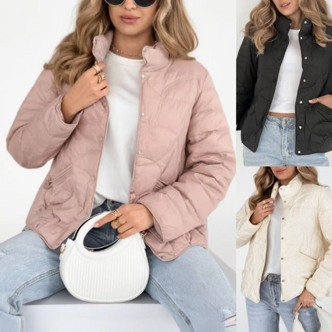 Veste matelassée légère en coton thermique à col montant rétro Hover Image