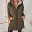 Manteau Long en Coton Uni avec Capuche et Poches pour Femme