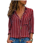 Fashion Multicolor Striped Long-Sleeved Shirt Women