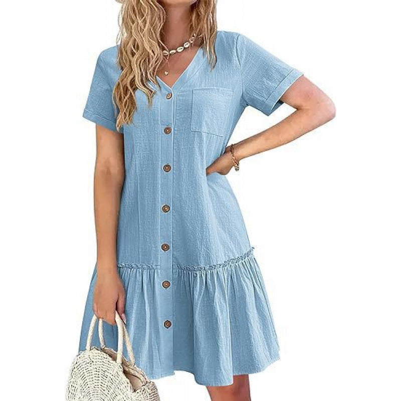 Robe d'été ample en coton et lin pour femme
