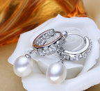Boucles d'oreilles en vraies perles d'eau douce pour femmes, boucles d'oreilles en perles en argent sterling 925, bijoux fines boucles d'oreilles en perles blanches
