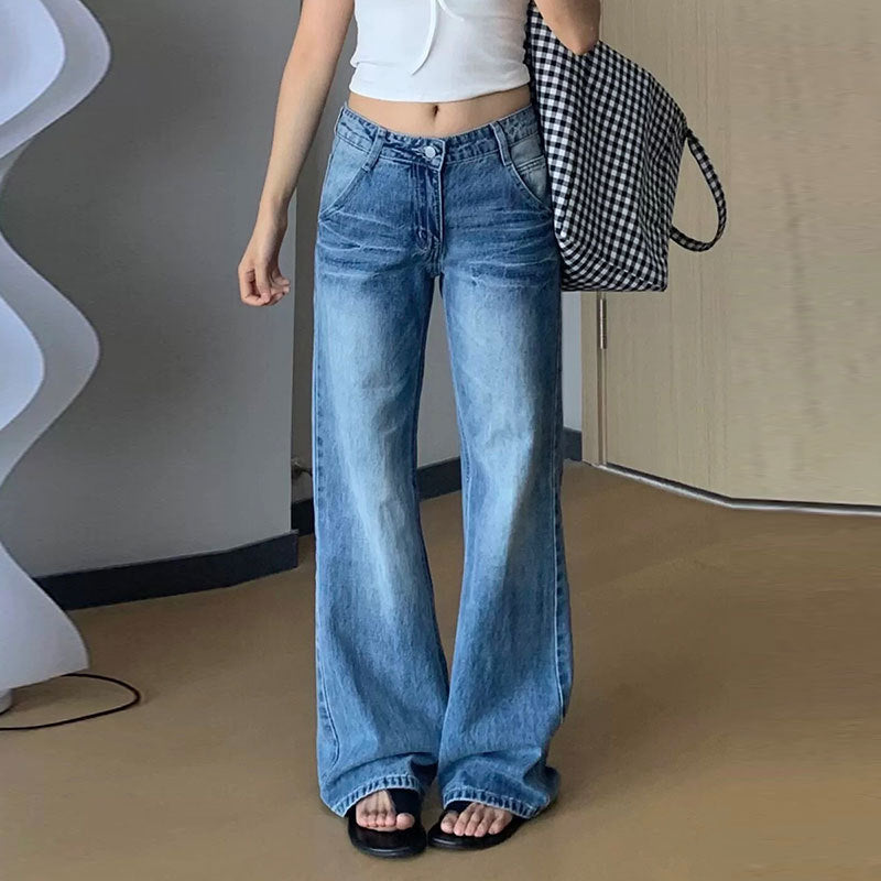 Jeans évasés style rétro américain pour femmes au printemps et à l'automne