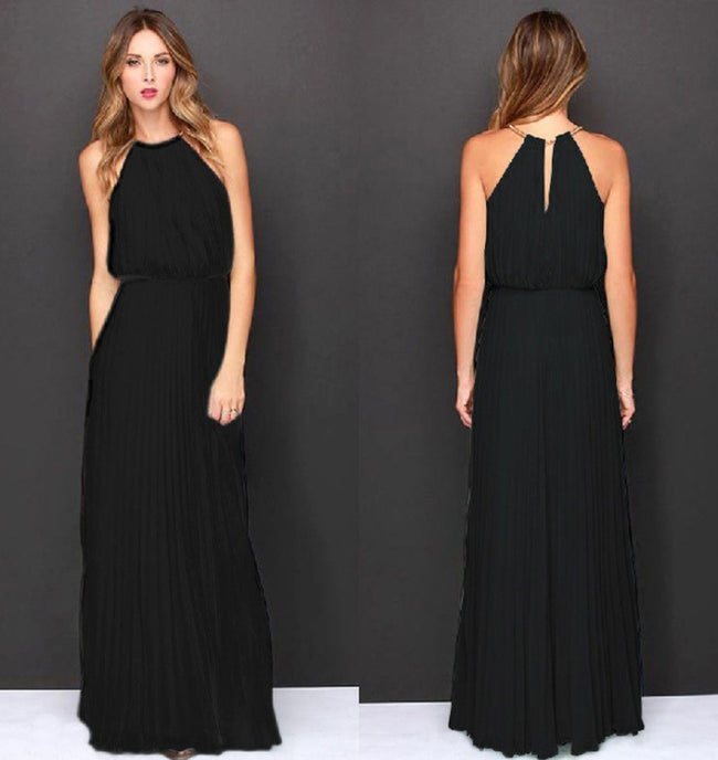 Robe longue dos nu en mousseline pour femme Hover Image