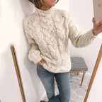 Pull torsadé femme col montant mode explosive