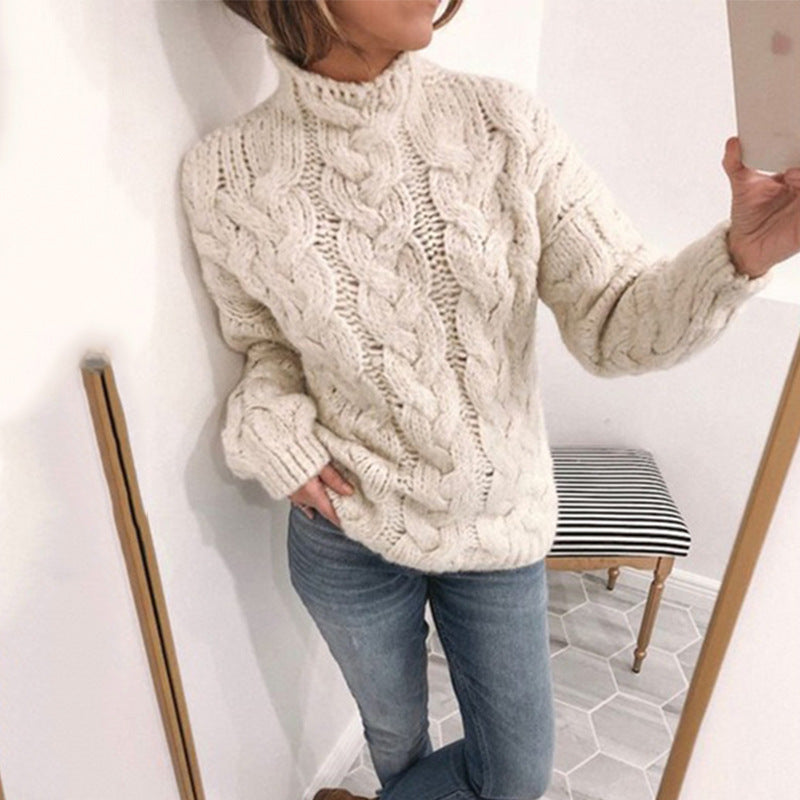 Pull torsadé femme col montant mode explosive