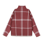 Pull tricoté à col montant en tissu écossais, pour femme