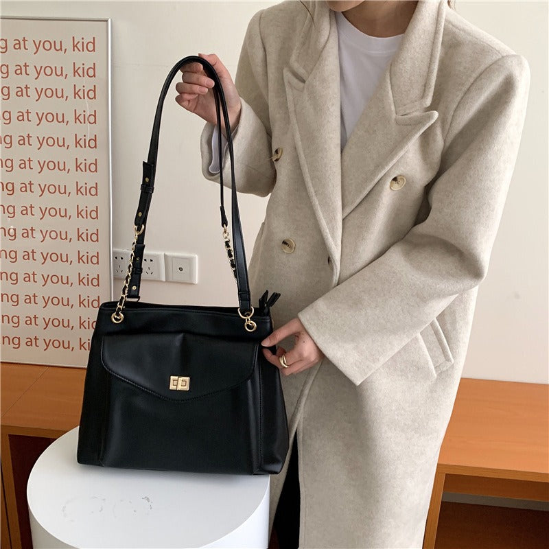 Version coréenne de la mode, grande capacité, simple, rétro, sauvage, un sac à bandoulière, diagonale, grand sac pour femmes