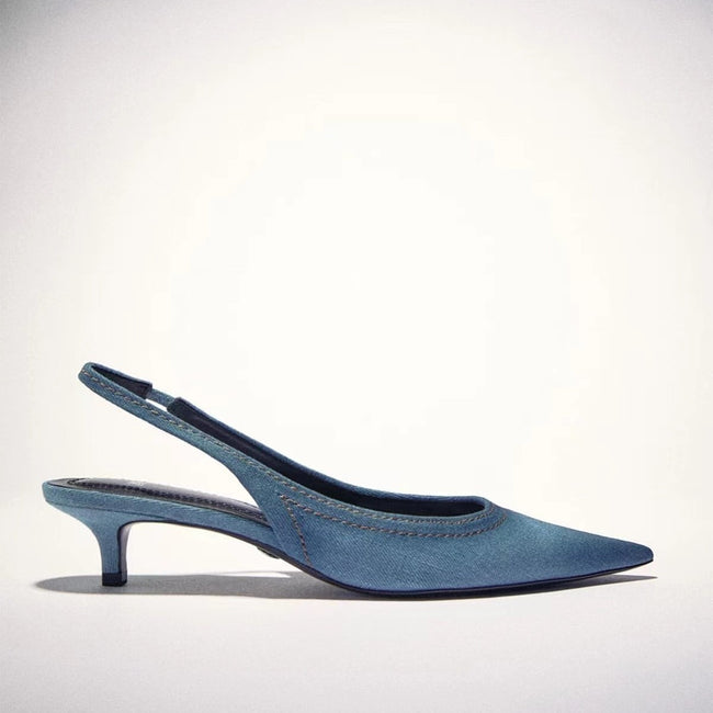 Talons hauts en jean bleu pour femme Hover Image