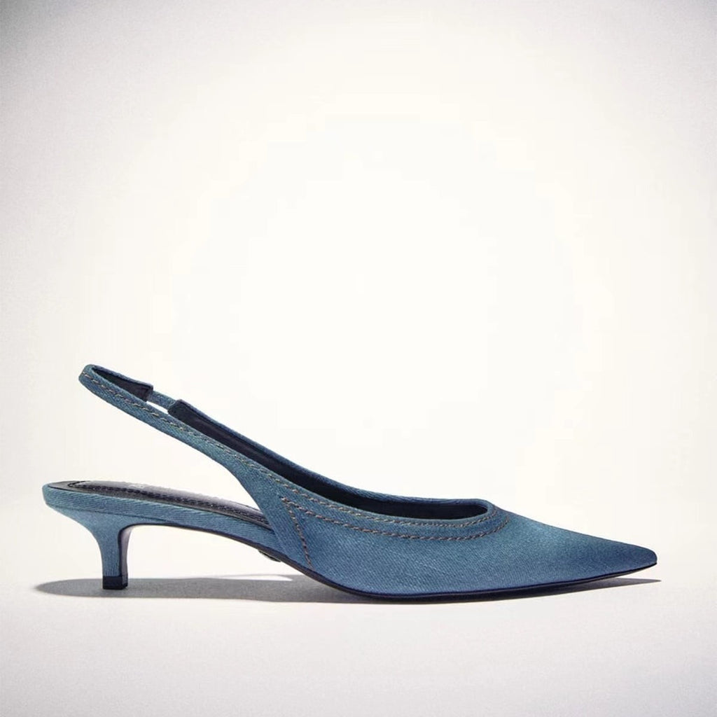 Talons hauts en jean bleu pour femme