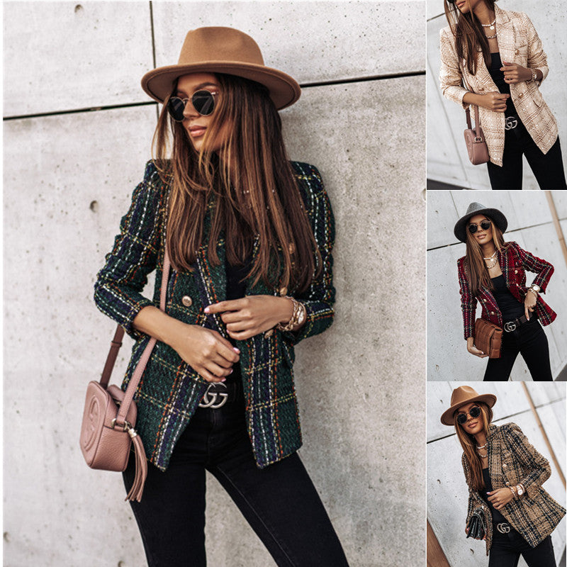 Veste imprimée à col blazer, à manches longues et à double boutonnage