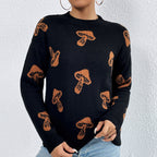 Pull en maille jacquard à col rond pour femme