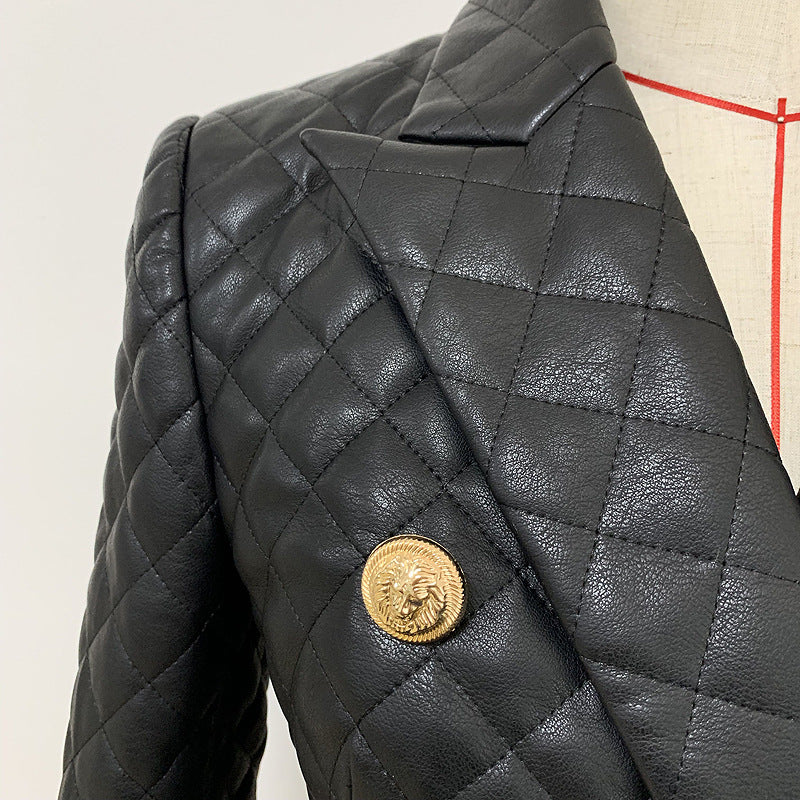 Blazer matelassé en cuir coupe ajustée