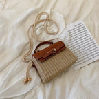 Sac à bandoulière tressé en paille pour femmes