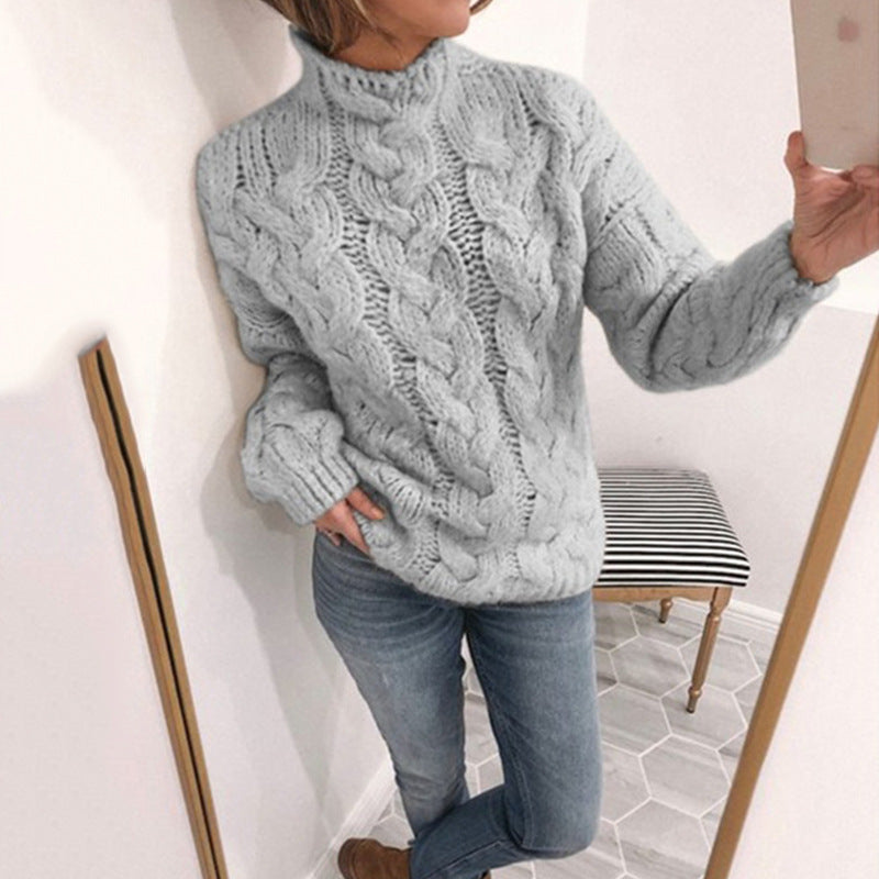 Pull torsadé femme col montant mode explosive
