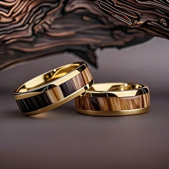 Série Anneaux de Couple en Acier Titane Haut de Gamme Effet Goutte d'Huile pour Hommes et Femmes Hover Image