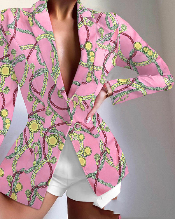 Blazer à revers multicolore européen et américain