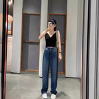 Jeans taille haute élastiqués pour femme