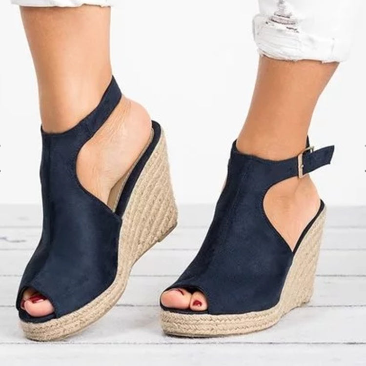 Sandales compensées femme peep toe spartiates à plateforme talons hauts