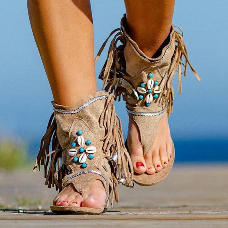 Sandales romaines perlées pour femme