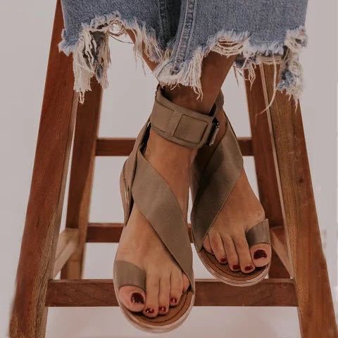 Sandales grande taille pour femmes, chaussures plates romaines