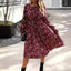 Robe longue imprimée à manches longues pour femmes