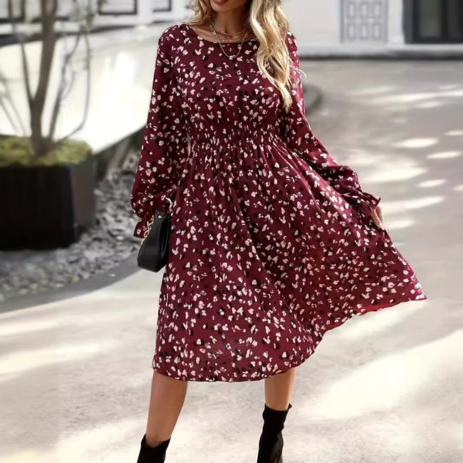 Robe longue imprimée à manches longues pour femmes Hover Image