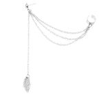 Boucles d'oreilles pendantes en forme de feuille de métal avec pompon pour femmes