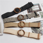 Ceinture tissée à boucle ronde avec corde en cire bohème