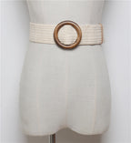 Ceinture tissée à boucle ronde avec corde en cire bohème