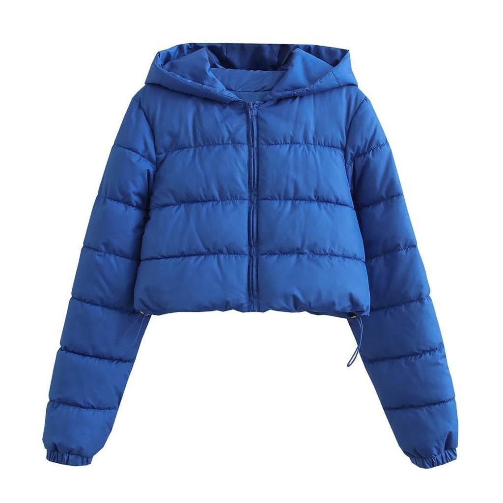 Doudoune courte en coton multicolore avec capuche pour femme